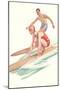 Vintage Surfing Illustration-null-Mounted Art Print