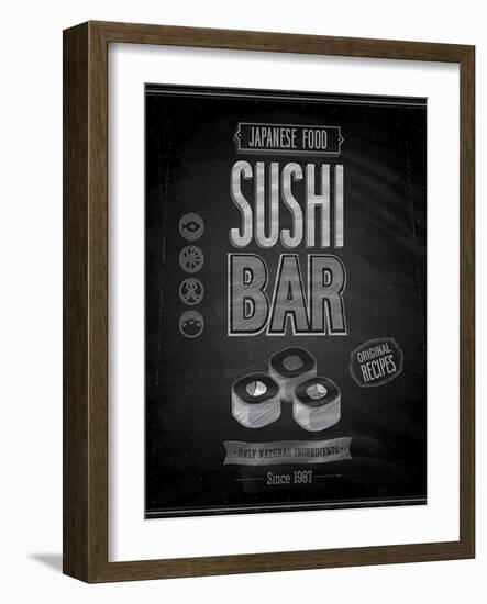 Vintage Sushi Bar Poster - Chalkboard-avean-Framed Art Print