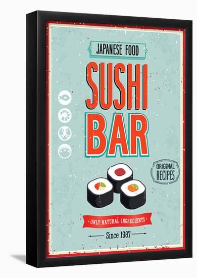 Vintage Sushi Bar Poster-null-Framed Poster