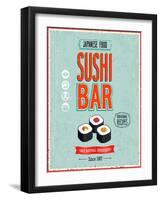 Vintage Sushi Bar Poster-avean-Framed Art Print