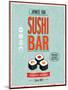 Vintage Sushi Bar Poster-avean-Mounted Art Print