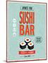 Vintage Sushi Bar Poster-avean-Mounted Art Print