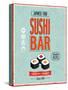 Vintage Sushi Bar Poster-avean-Stretched Canvas