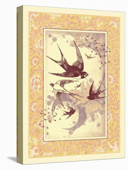 Vintage Swallows-null-Stretched Canvas