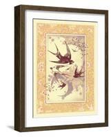 Vintage Swallows-null-Framed Art Print