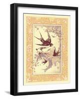 Vintage Swallows-null-Framed Art Print