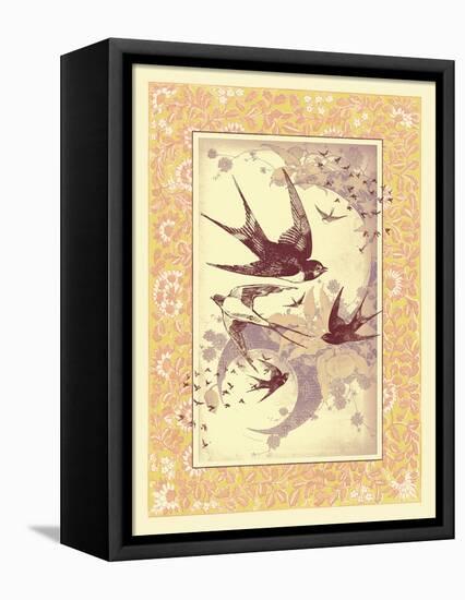 Vintage Swallows-null-Framed Stretched Canvas