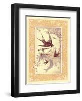 Vintage Swallows-null-Framed Art Print