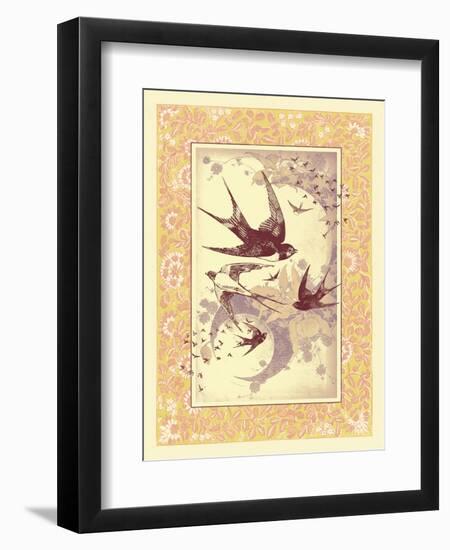 Vintage Swallows-null-Framed Art Print