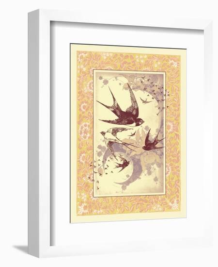 Vintage Swallows-null-Framed Art Print