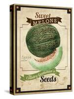 Vintage Sweet Melon Seed Packet-null-Stretched Canvas