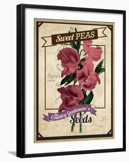 Vintage Sweet Peas Packet-null-Framed Giclee Print