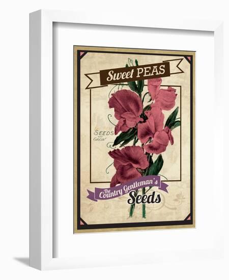 Vintage Sweet Peas Packet-null-Framed Giclee Print