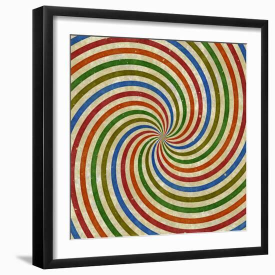 Vintage Swirling Rays Illustration-Kamira-Framed Art Print