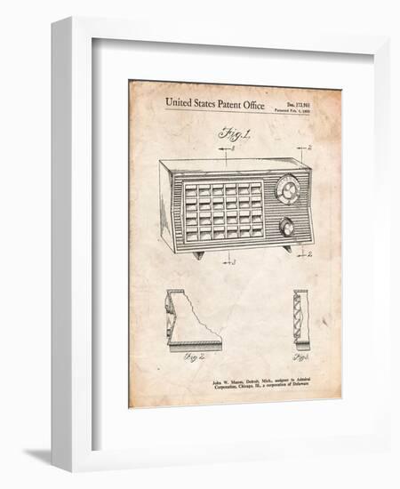Vintage Table Radio Patent-Cole Borders-Framed Art Print