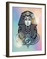 Vintage Tattoo Vector Pharaoh with Winged Ankh.-Katja Gerasimova-Framed Art Print