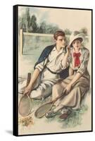 Vintage Tennis Couple-null-Framed Stretched Canvas