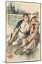 Vintage Tennis Couple-null-Mounted Art Print