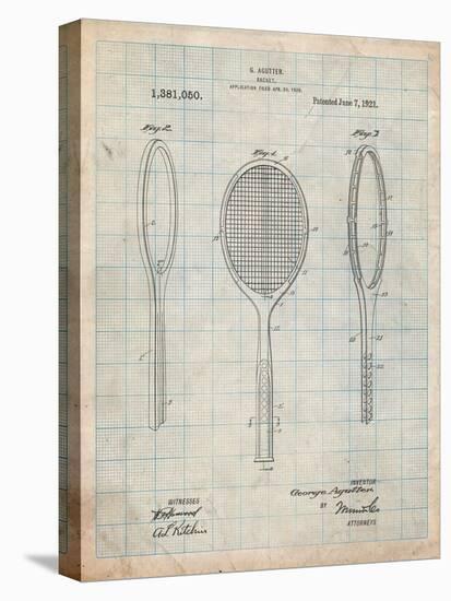 Vintage Tennis Racket Patent-Cole Borders-Stretched Canvas