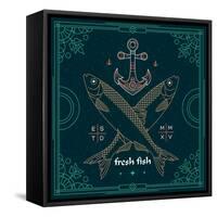 Vintage Thin Line Fish Label-karnoff-Framed Stretched Canvas