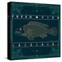 Vintage Thin Line Fish Label-karnoff-Stretched Canvas