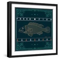 Vintage Thin Line Fish Label-karnoff-Framed Art Print