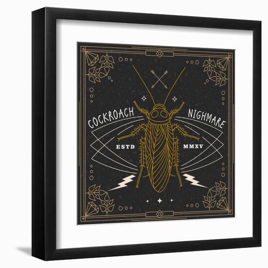 Vintage Thin Line Insect Label-karnoff-Framed Art Print