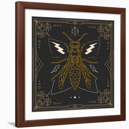 Vintage Thin Line Insect Label-karnoff-Framed Art Print