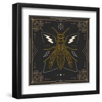 Vintage Thin Line Insect Label-karnoff-Framed Art Print