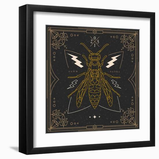 Vintage Thin Line Insect Label-karnoff-Framed Art Print