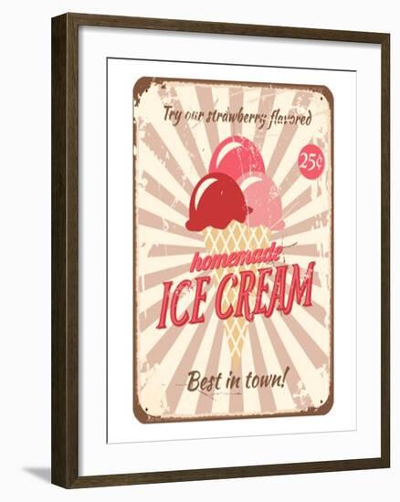 Vintage Tin Sign for Ice Cream-null-Framed Art Print