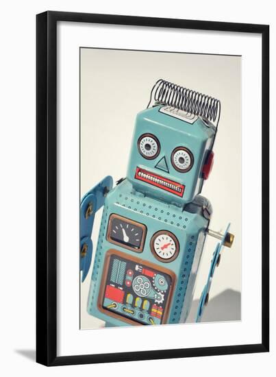 Vintage Tin Toy Robot-null-Framed Art Print