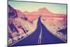 Vintage Toned Curved Desert Highway, Travel Concept, Usa.-Maciej Bledowski-Mounted Photographic Print