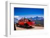 Vintage Tour Bus on the Sun Road, Glacier National Park, Montana-Laura Grier-Framed Photographic Print