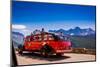 Vintage Tour Bus on the Sun Road, Glacier National Park, Montana-Laura Grier-Mounted Photographic Print