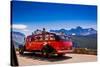 Vintage Tour Bus on the Sun Road, Glacier National Park, Montana-Laura Grier-Stretched Canvas