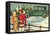 Vintage Touring Car with Skiers-null-Framed Stretched Canvas