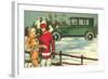 Vintage Touring Car with Skiers-null-Framed Art Print