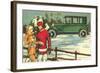 Vintage Touring Car with Skiers-null-Framed Art Print