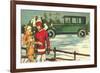 Vintage Touring Car with Skiers-null-Framed Art Print