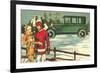 Vintage Touring Car with Skiers-null-Framed Premium Giclee Print