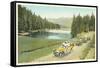 Vintage Touring Cars in Yellowstone Park-null-Framed Stretched Canvas