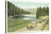 Vintage Touring Cars in Yellowstone Park-null-Stretched Canvas