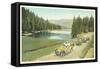 Vintage Touring Cars in Yellowstone Park-null-Framed Stretched Canvas