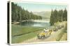 Vintage Touring Cars in Yellowstone Park-null-Stretched Canvas