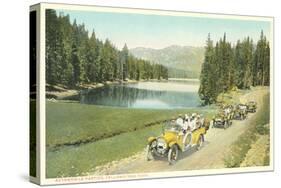 Vintage Touring Cars in Yellowstone Park-null-Stretched Canvas