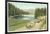 Vintage Touring Cars in Yellowstone Park-null-Framed Art Print