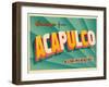 Vintage Touristic Greeting Card - Acapulco, Mexico-Real Callahan-Framed Art Print