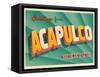 Vintage Touristic Greeting Card - Acapulco, Mexico-Real Callahan-Framed Stretched Canvas