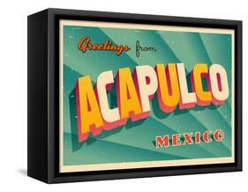 Vintage Touristic Greeting Card - Acapulco, Mexico-Real Callahan-Framed Stretched Canvas